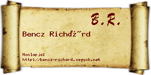 Bencz Richárd névjegykártya